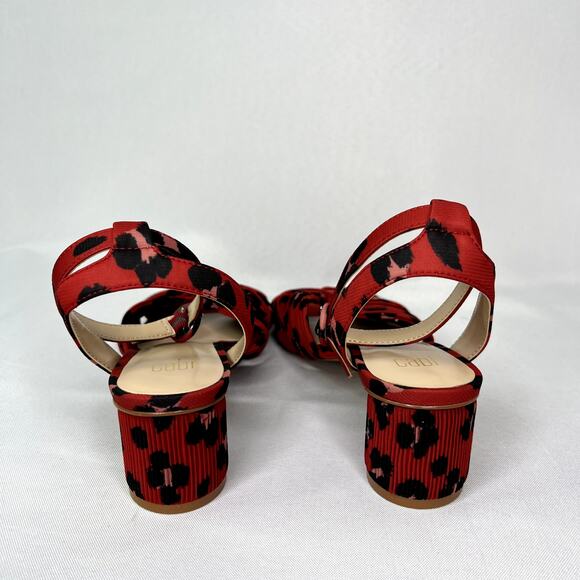 NWOB Cabi Siren Red Black Leopard Animal Print Ankle Strap Sandals Women 9 - Picture 10 of 12